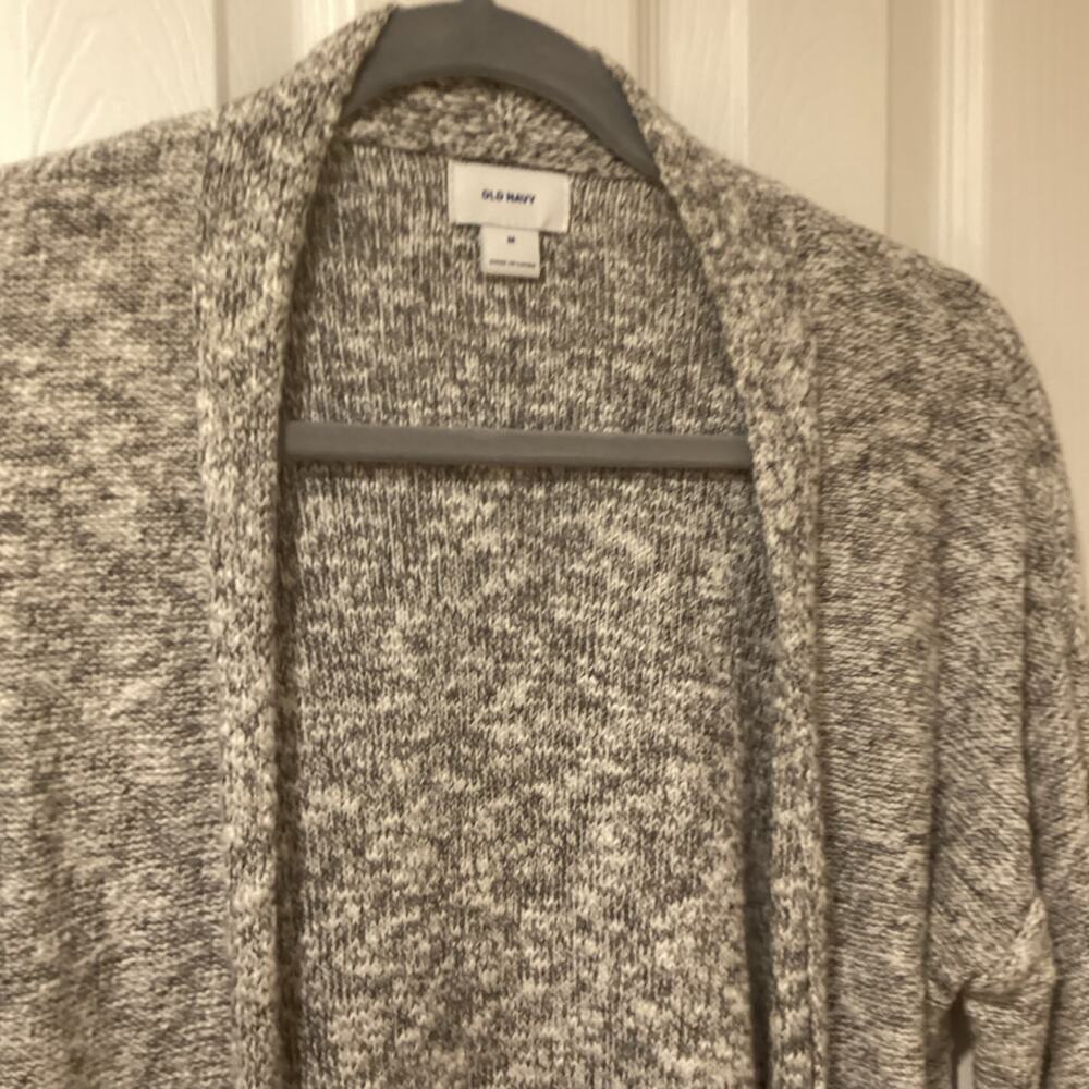 Old Navy Open Cardigan MEDIUM Lightweight Sweater 3/4 Sleeves Shaker Knit Marled